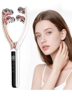Rechargeable Facial Massage Roller - Rose Gold & White
